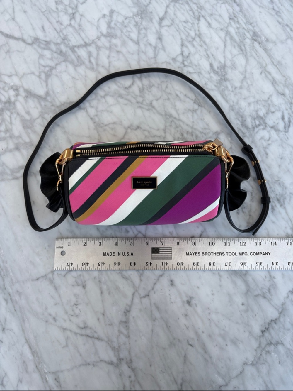 kate spade Multicolor Diagonal Stripe Crossbody — Pink, Purple, Green & White